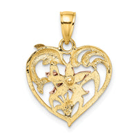 14K Two-tone w/White Rhodium Dolphin and Starfish In Heart Charm-K8975