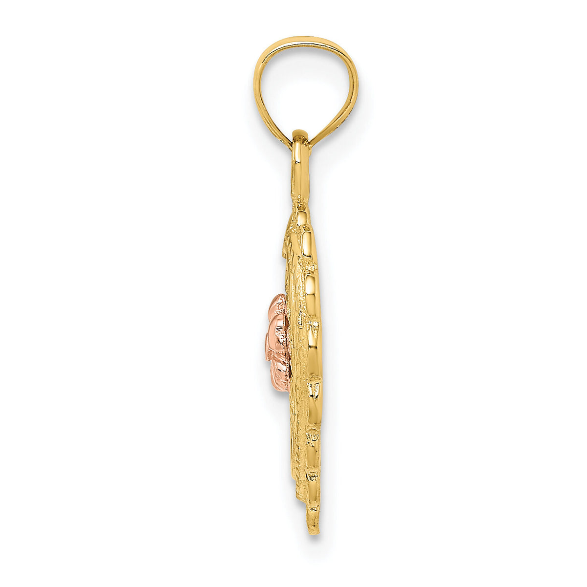 14k Yellow and Rose Gold Flower In Heart Basket Charm-K8982