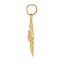 14k Yellow and Rose Gold Flower In Heart Basket Charm-K8982