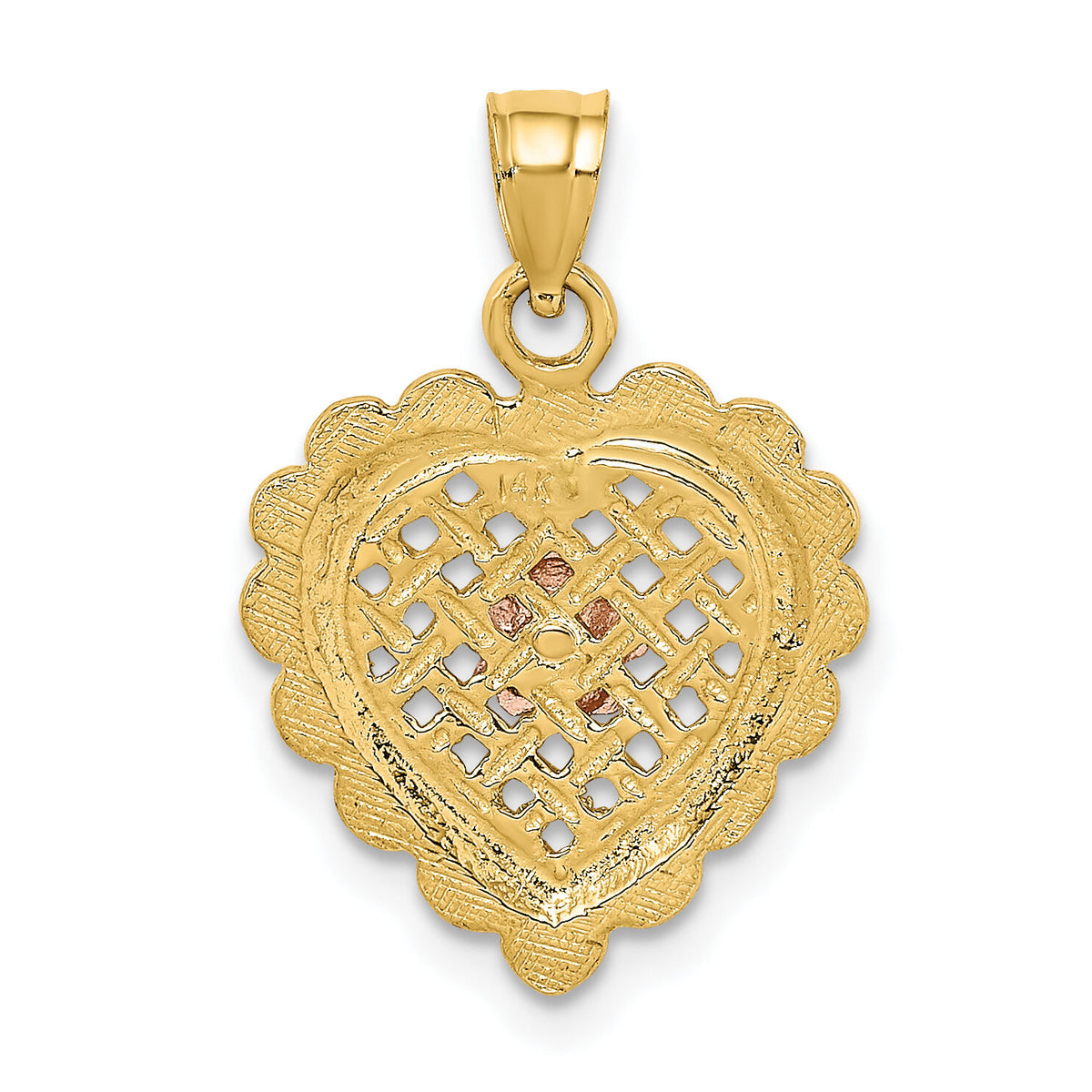 14k Yellow and Rose Gold Flower In Heart Basket Charm-K8982