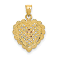 14k Yellow and Rose Gold Flower In Heart Basket Charm-K8982