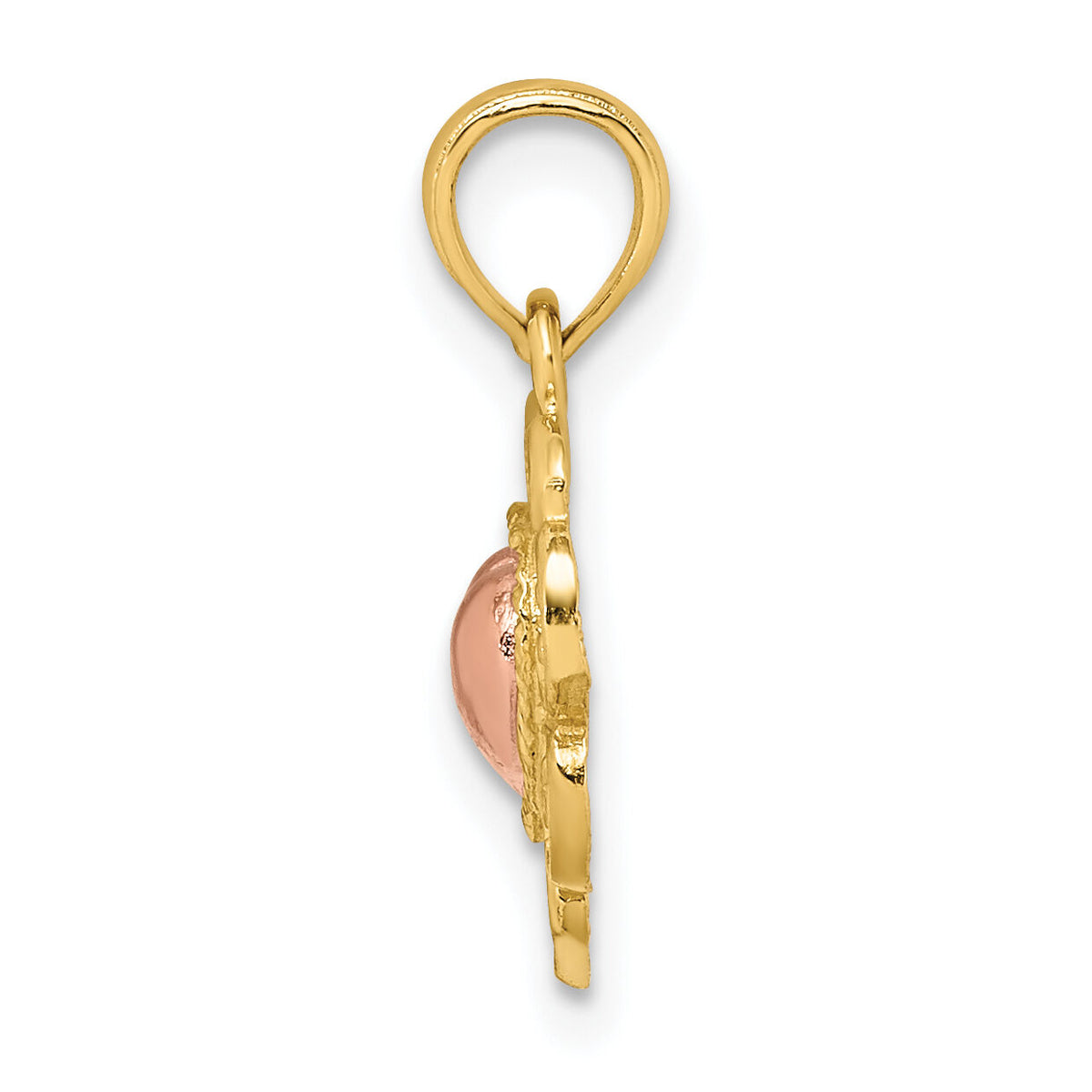 14k Yellow and Rose Polished and Textured Heart Charm-K8986