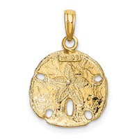 14K with White Rhodium Polished Sand Dollar Charm-K8987