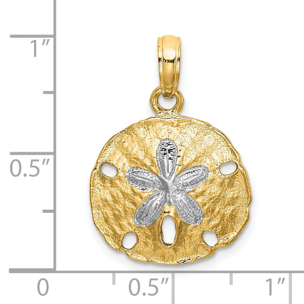 14K with White Rhodium Polished Sand Dollar Charm-K8987