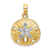 14K with White Rhodium Polished Sand Dollar Charm-K8987