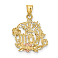 14k Two-tone w/White Rhodium #1 MOM w/Flower Charm-K8990