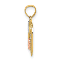 14k Two-tone  White Rhodium #1 GRANDMA In Heart Charm-K8991