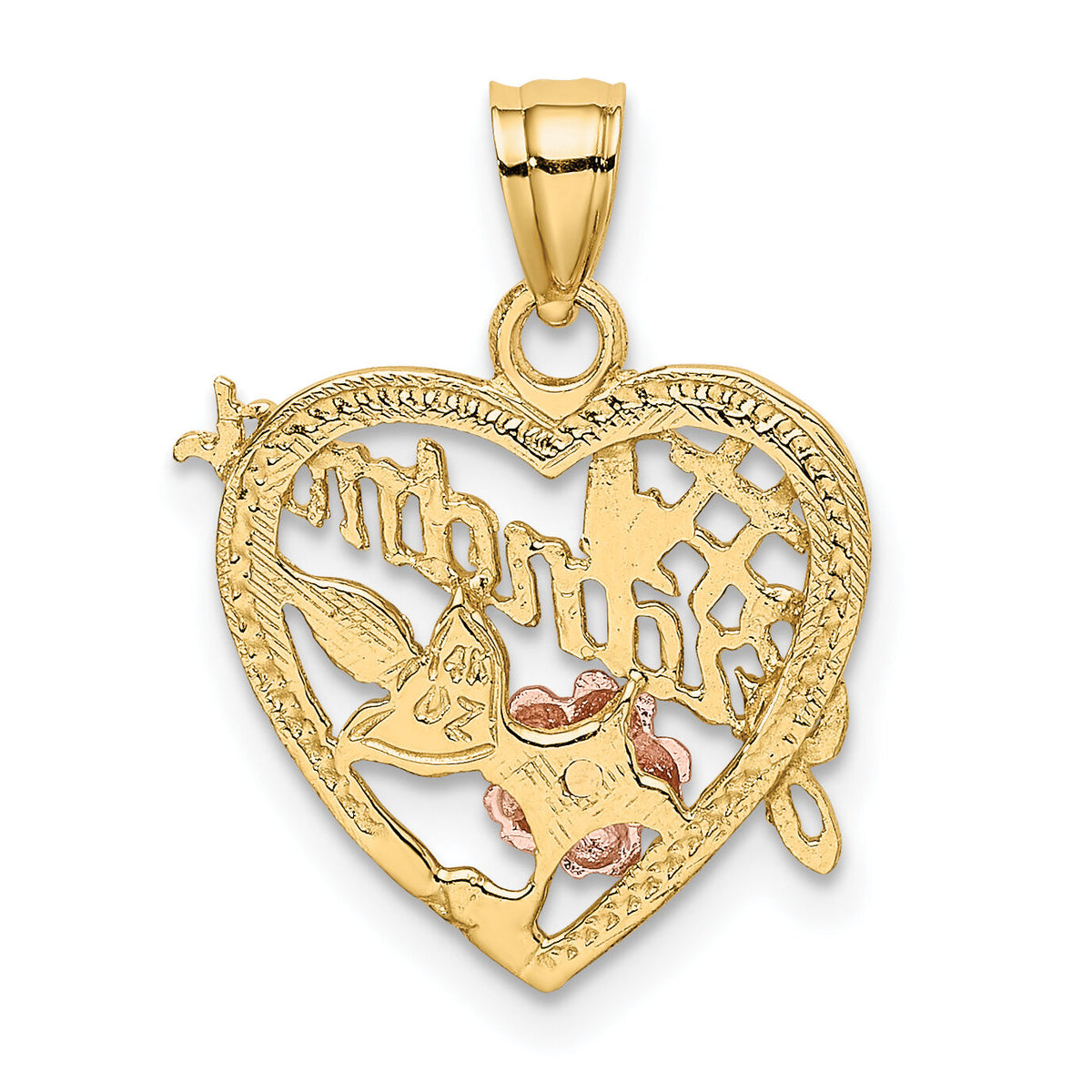 14k Two-tone  White Rhodium #1 GRANDMA In Heart Charm-K8991