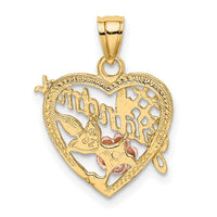 14k Two-tone  White Rhodium #1 GRANDMA In Heart Charm-K8991