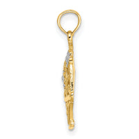 14k Two-Tone w/White Rhodium Flower Basket w/I LOVE YOU Charm-K8992