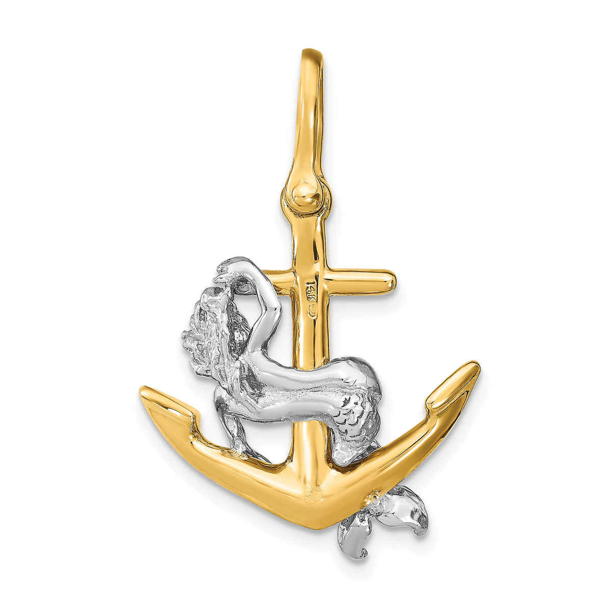 14K Two-Tone 3-D Anchor and Mermaid Charm-K8993