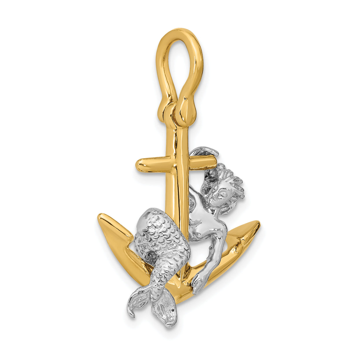 14K Two-Tone 3-D Anchor and Mermaid Charm-K8993