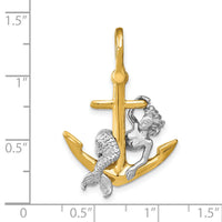 14K Two-Tone 3-D Anchor and Mermaid Charm-K8993