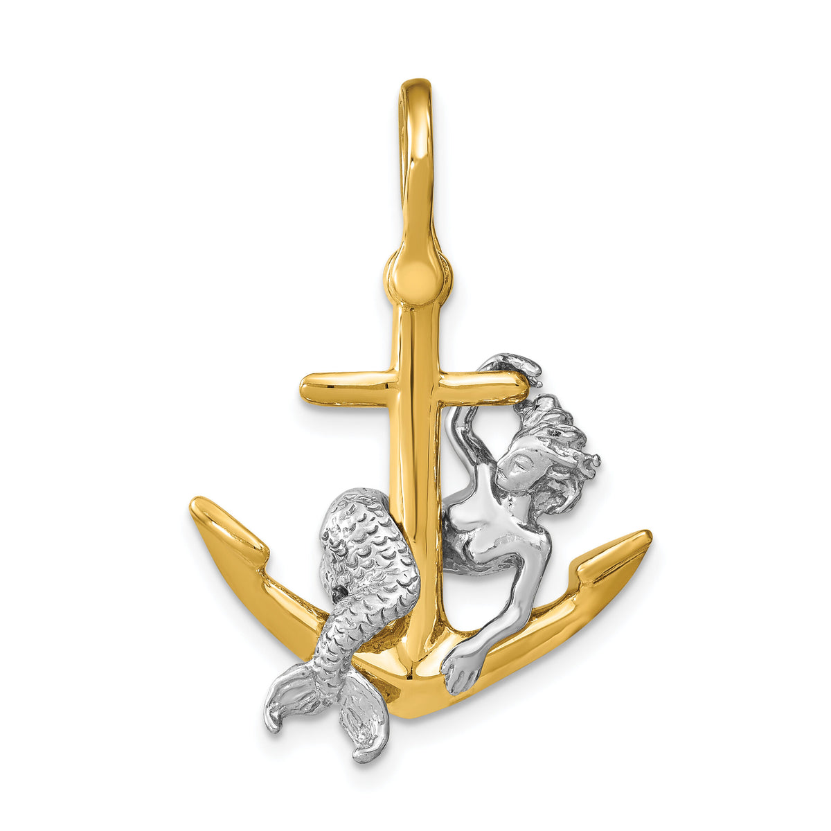 14K Two-Tone 3-D Anchor and Mermaid Charm-K8993