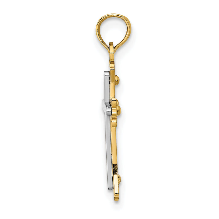 14k Two-tone Center Cross Charm-K8994