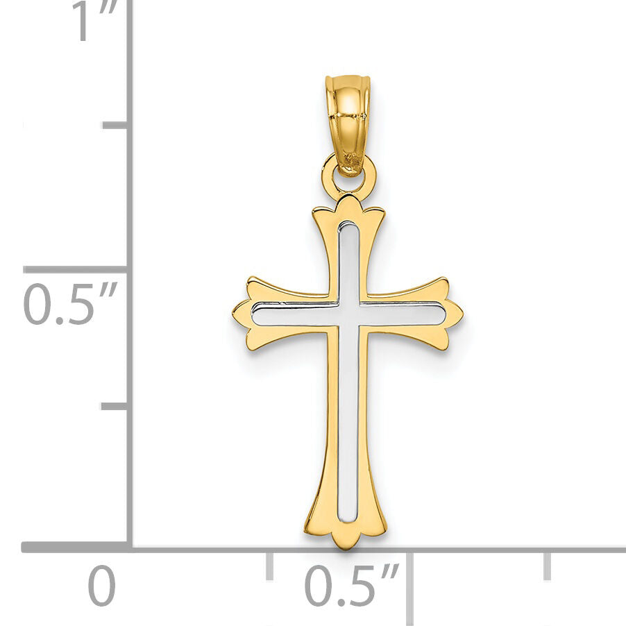 14k Two-tone Center Cross Charm-K8994