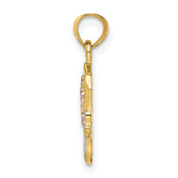 14K Two-tone w/White Rhodium Holy Bible w/Cross Charm-K8998