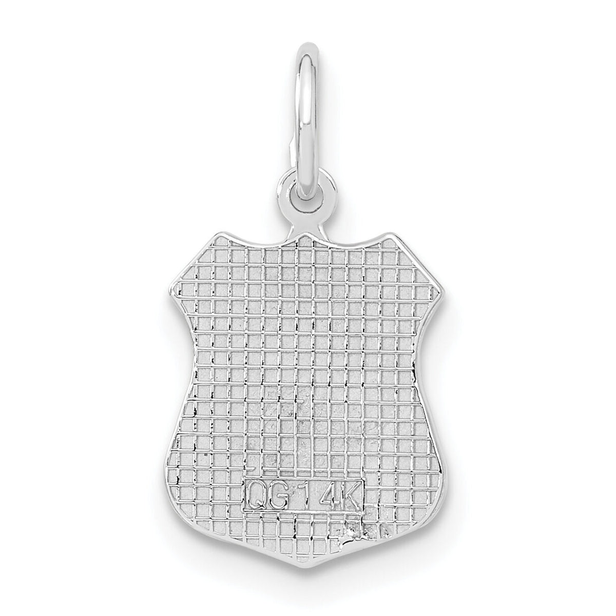 14k White Gold Police Badge Charm-K900