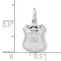 14k White Gold Police Badge Charm-K900