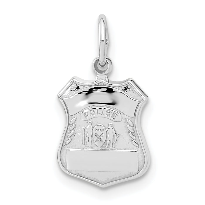 14k White Gold Police Badge Charm-K900