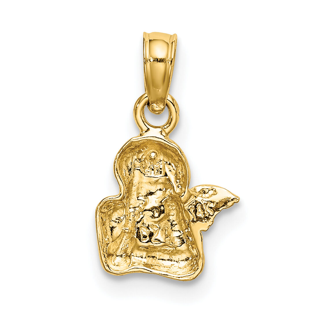 14K Angel Resting On Elbow w/ Rhodium Wing Charm-K9001