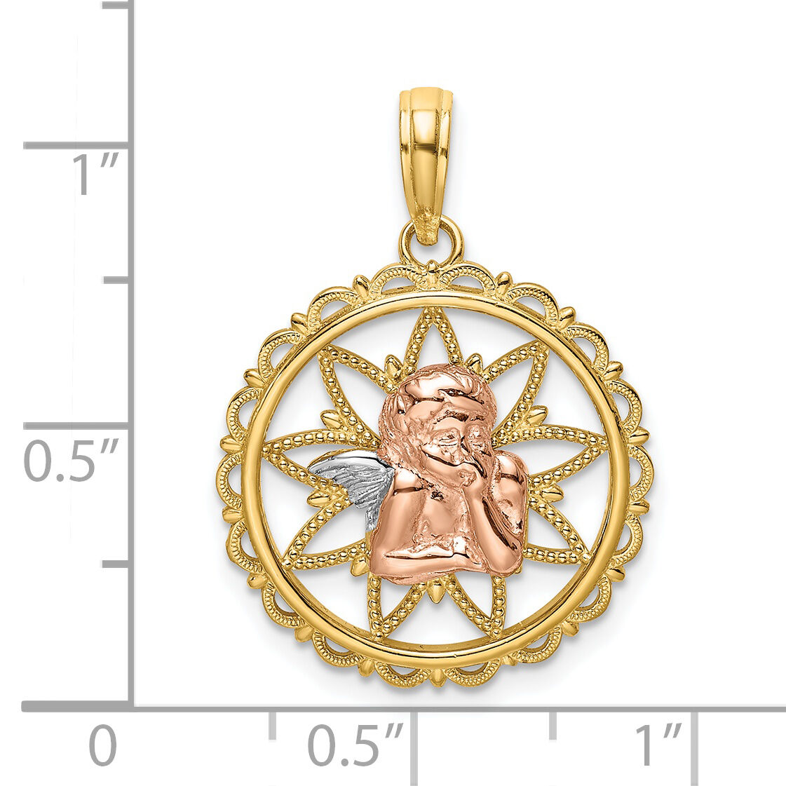 14K Two-tone w/White Rhodium Cut-out Angel Charm-K9002