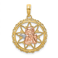 14K Two-tone w/White Rhodium Cut-out Angel Charm-K9002