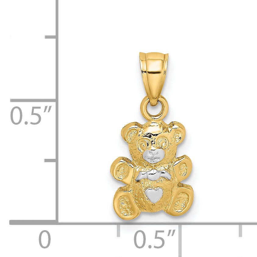 14k w/Rhodium Teddy Bear Charm-K9004