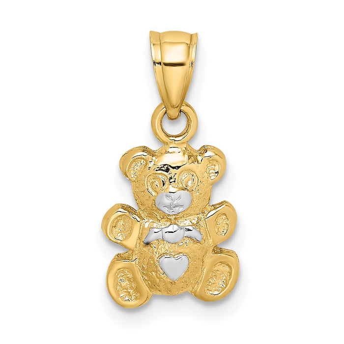 14k w/Rhodium Teddy Bear Charm-K9004