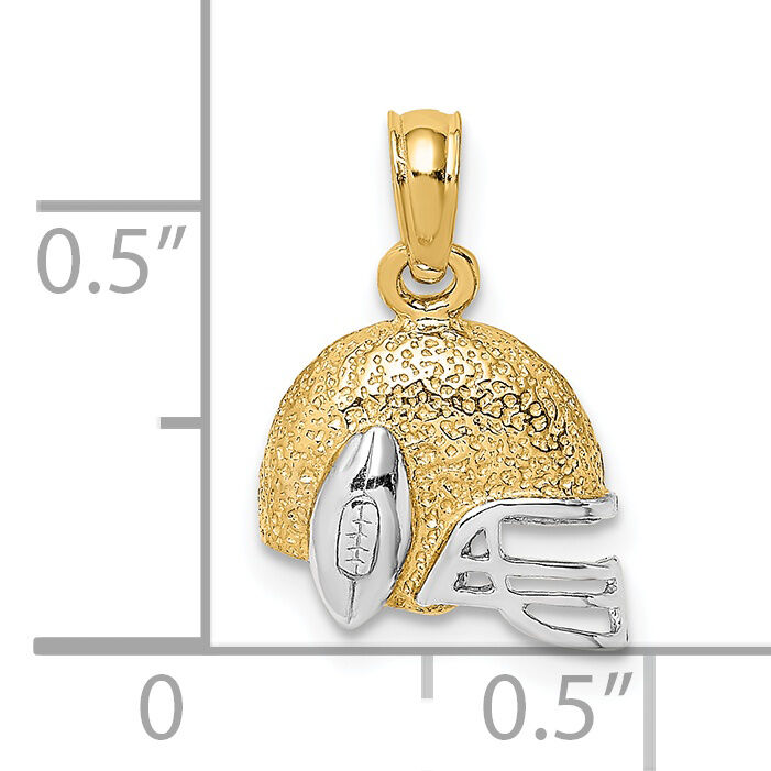 14k w/Rhodium Football Helmet Charm-K9006