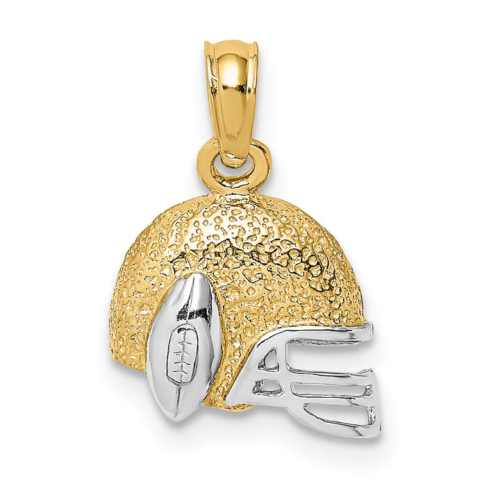 14k w/Rhodium Football Helmet Charm-K9006