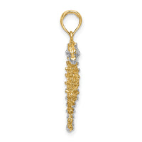 14K with White Rhodium 3-D Seahorse Charm-K9007
