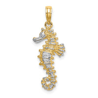 14K with White Rhodium 3-D Seahorse Charm-K9007