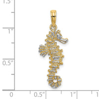 14K with White Rhodium 3-D Seahorse Charm-K9007