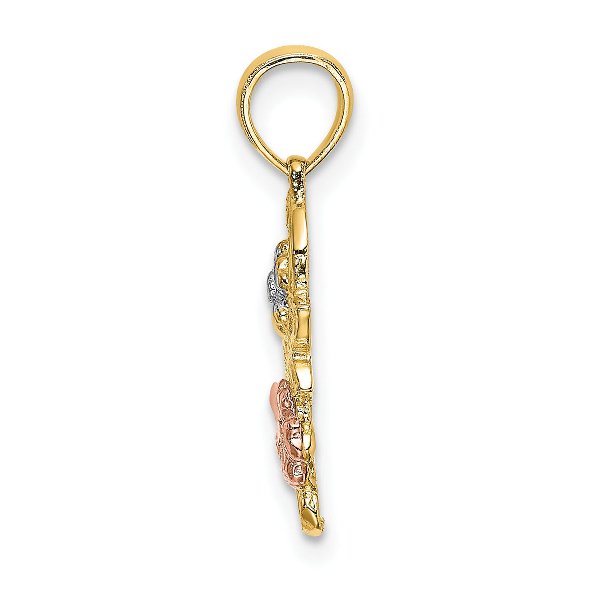14k Two-tone with White Rhodium Flowers Charm-K9008