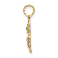 14k Two-tone with White Rhodium Flowers Charm-K9008