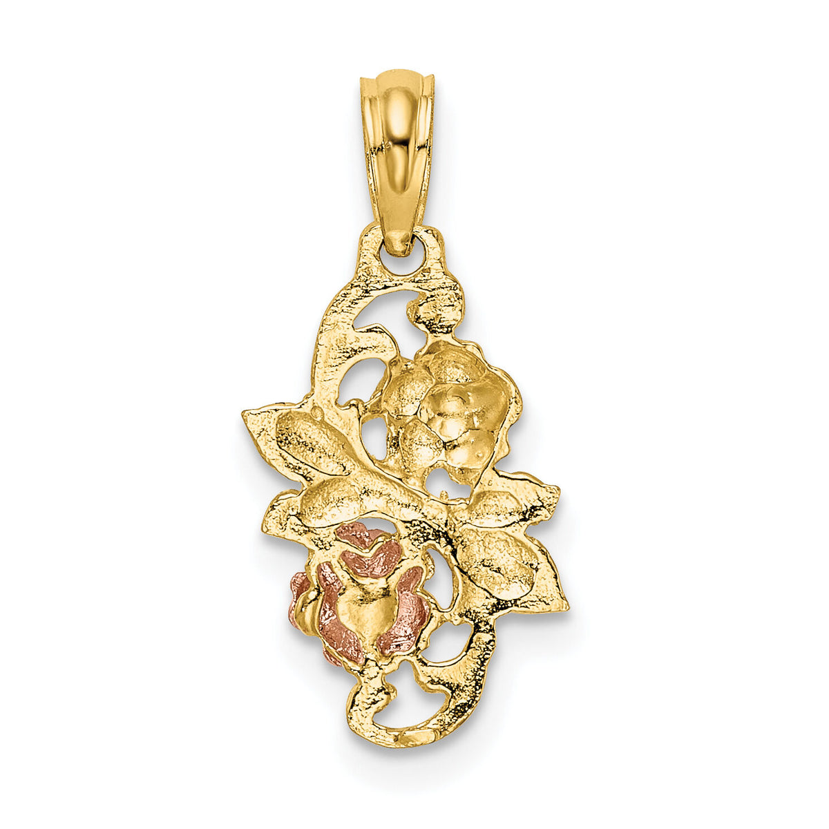 14k Two-tone with White Rhodium Flowers Charm-K9008