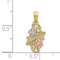 14k Two-tone with White Rhodium Flowers Charm-K9008