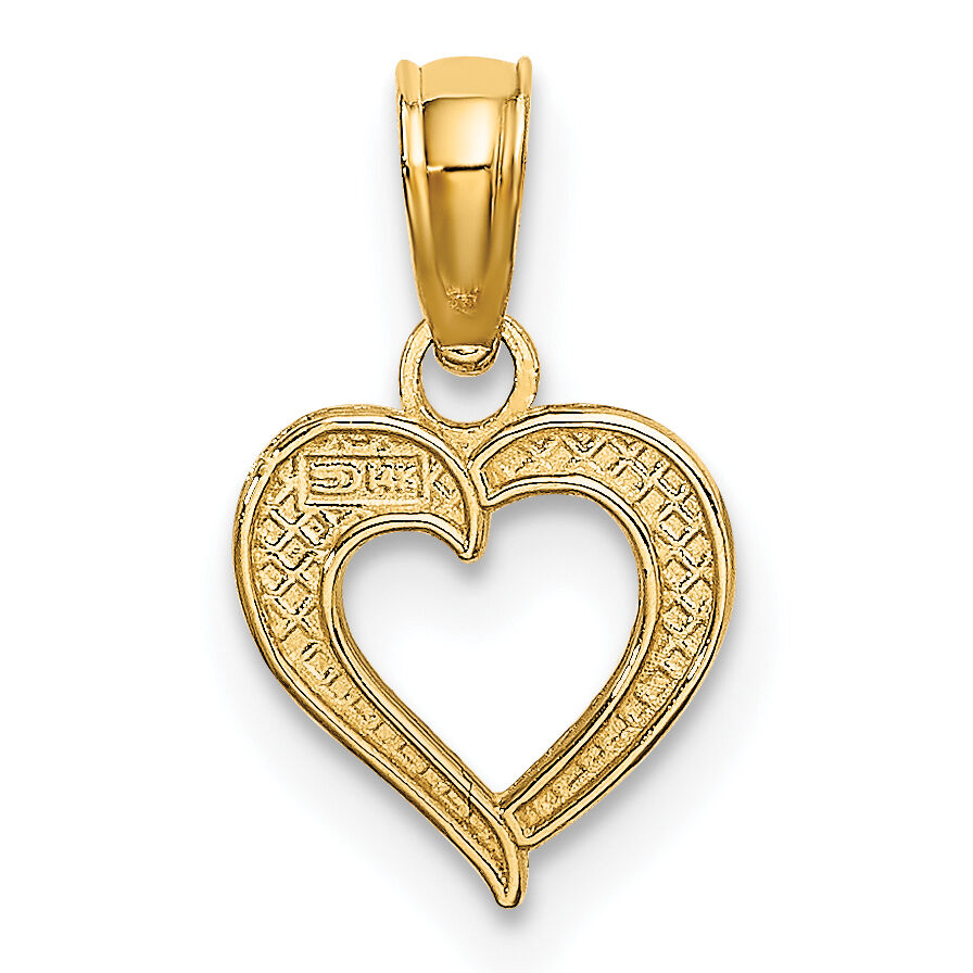 14k with White Rhodium Textured Mini Heart Charm-K9012