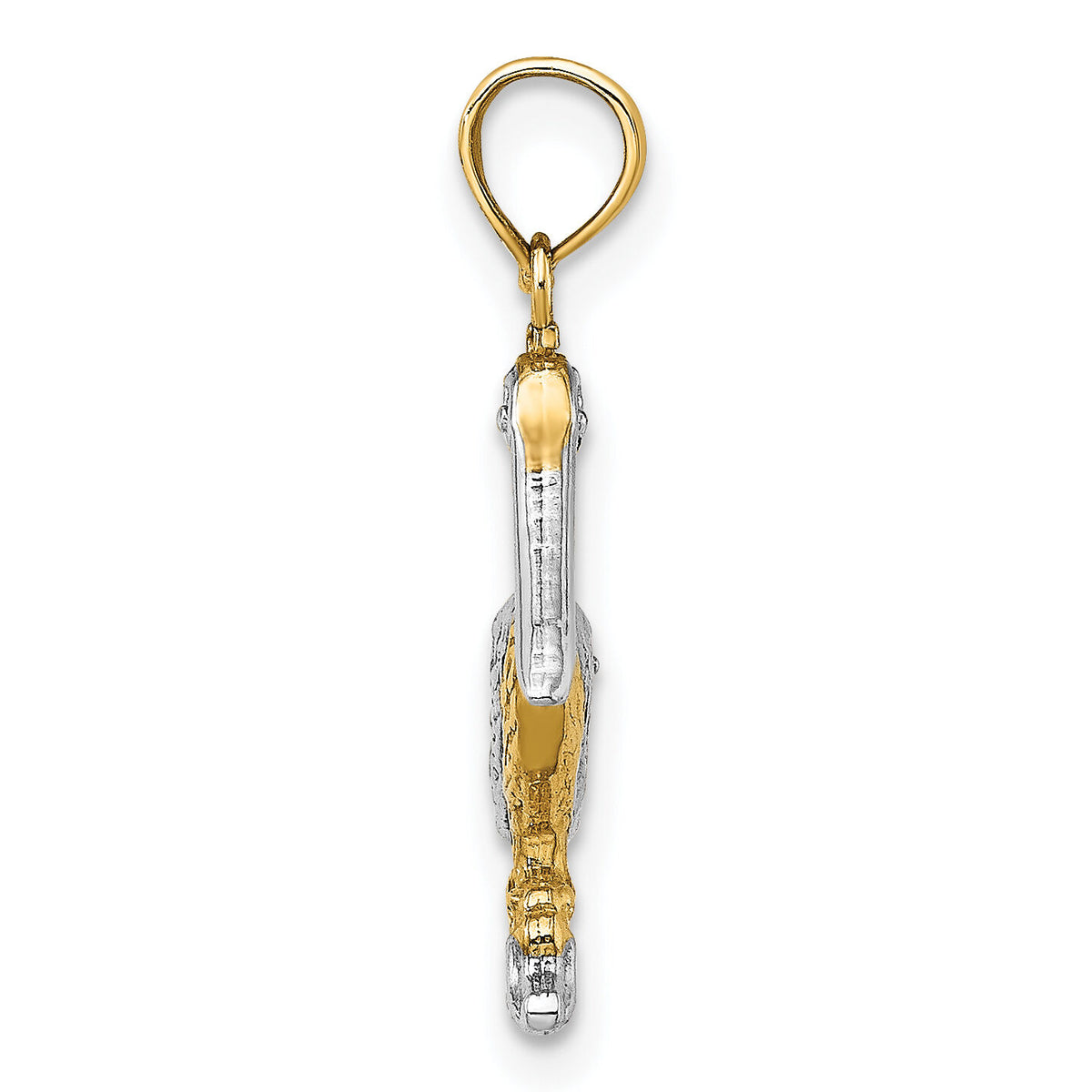 14K with White Rhodium 3-D Small Standing Pelican Charm-K9013