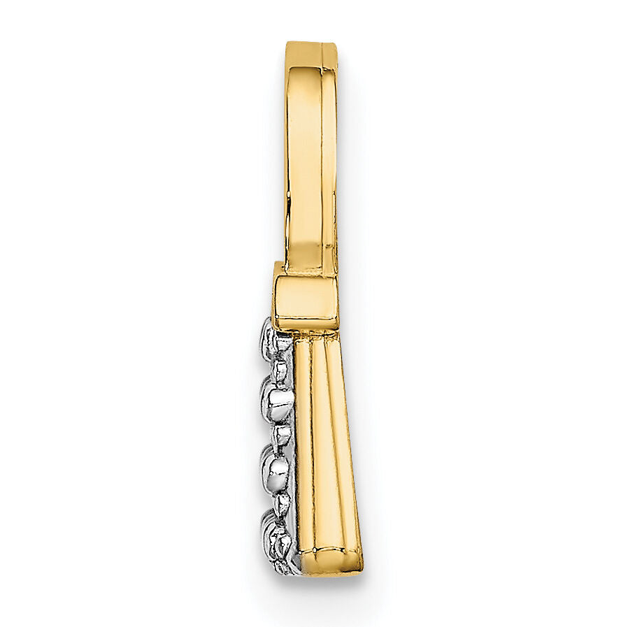 14K W/ Rhodium Textured and Polished Purse Charm-K9015