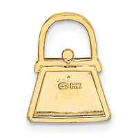 14K W/ Rhodium Textured and Polished Purse Charm-K9015