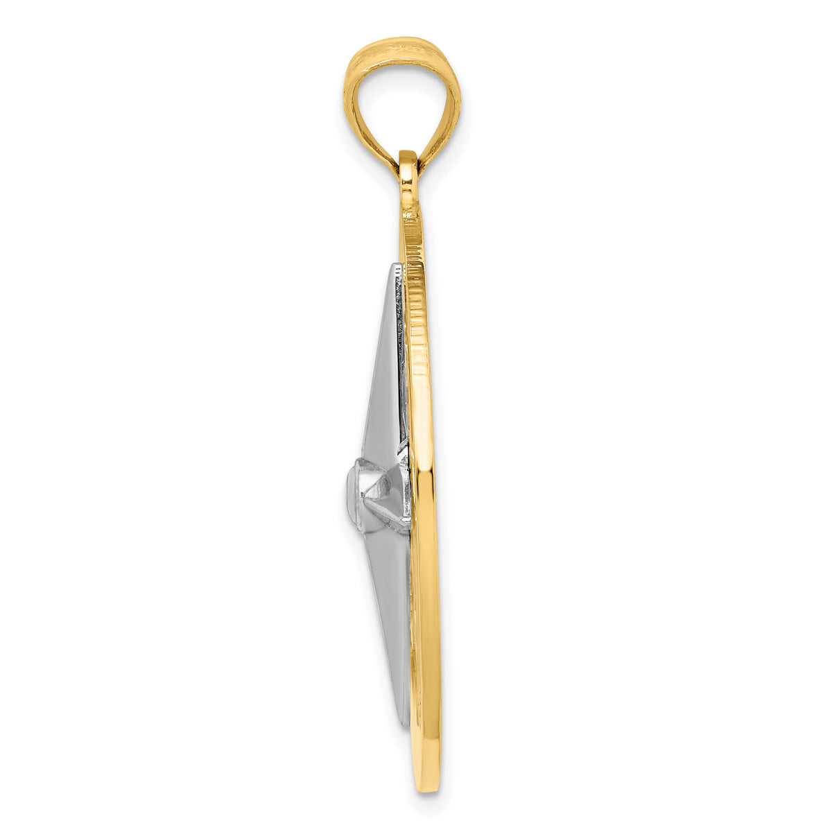 14k Two-tone Nautical Compass White Needle Charm-K9016