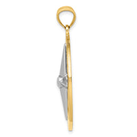 14k Two-tone Nautical Compass White Needle Charm-K9016