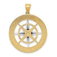 14k Two-tone Nautical Compass White Needle Charm-K9016