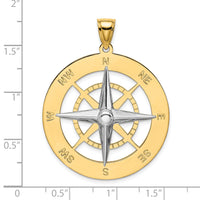 14k Two-tone Nautical Compass White Needle Charm-K9016