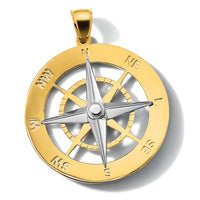 14k Two-tone Nautical Compass White Needle Charm-K9016
