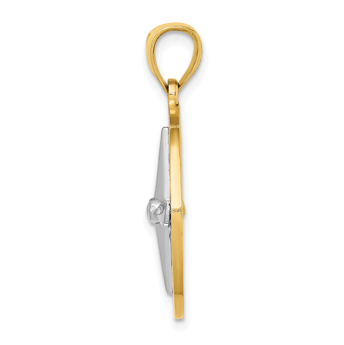 14K Nautical Compass w/White Gold Needle Charm-K9017