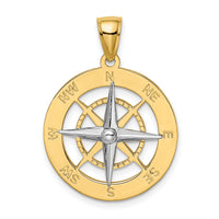 14K Nautical Compass w/White Gold Needle Charm-K9017