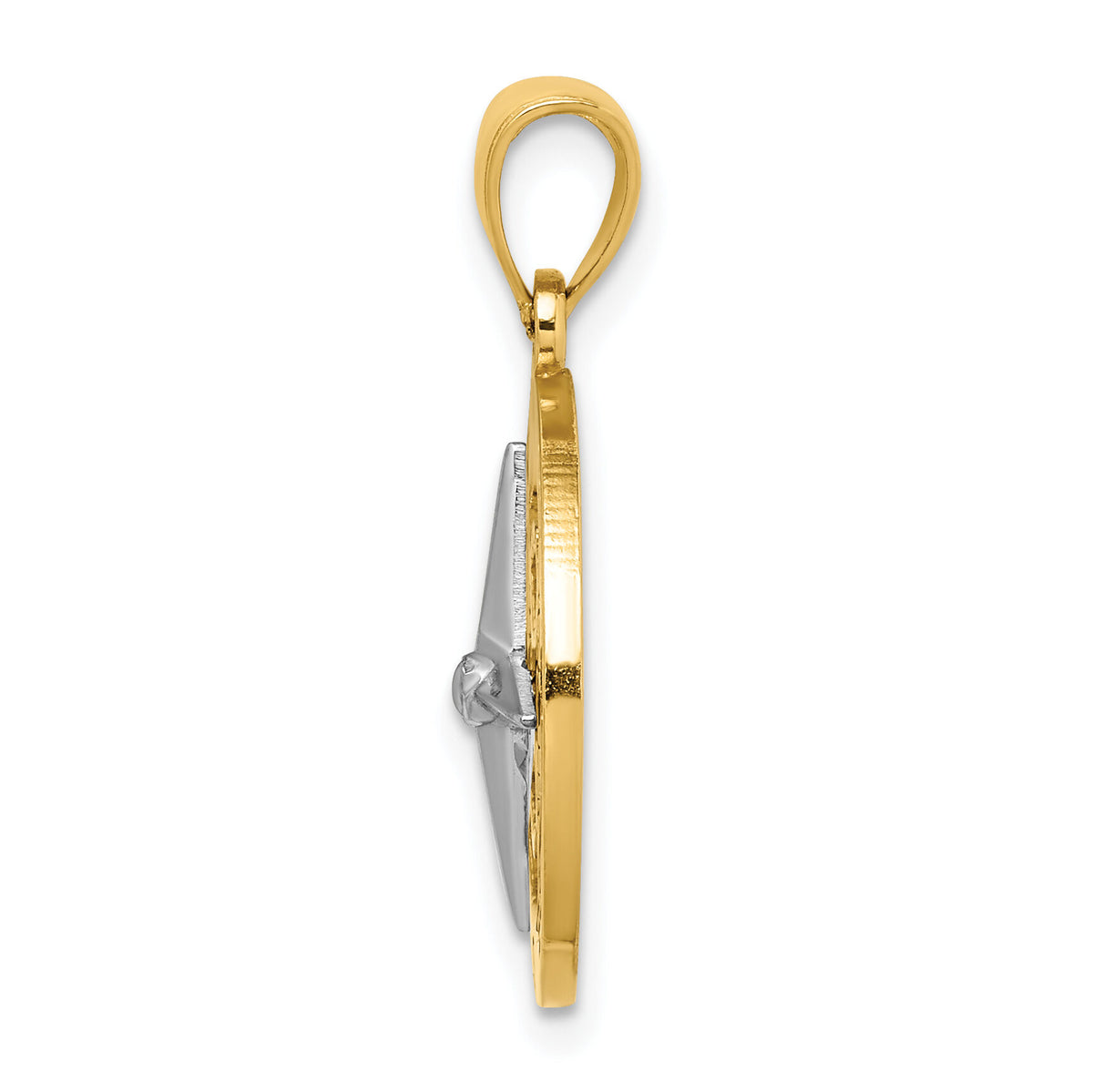 14K Nautical Compass w/White Gold Needle Charm-K9019